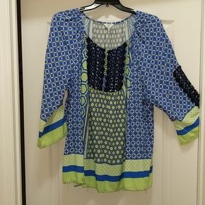 Blue patterned blouse